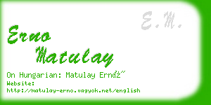 erno matulay business card